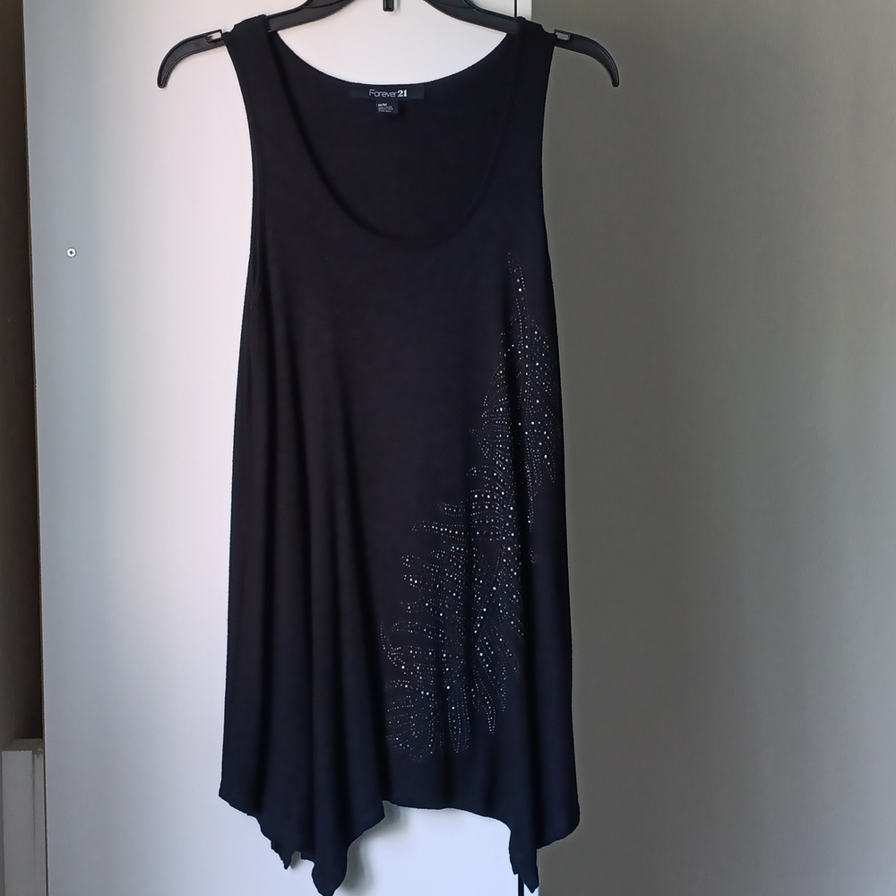 Dressy and Soft Black Tunic Top with Bling